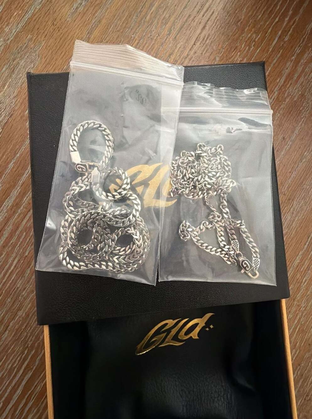 The GLD Shop Silver Chain Bundle Set with Box and Pouch
